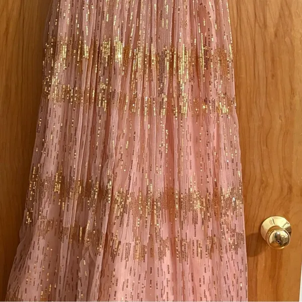 Hailey Logan by Adrianna Papell Pink & Gold‎ Formal Prom Maxi Dress Juniors 3/4 - Image 7