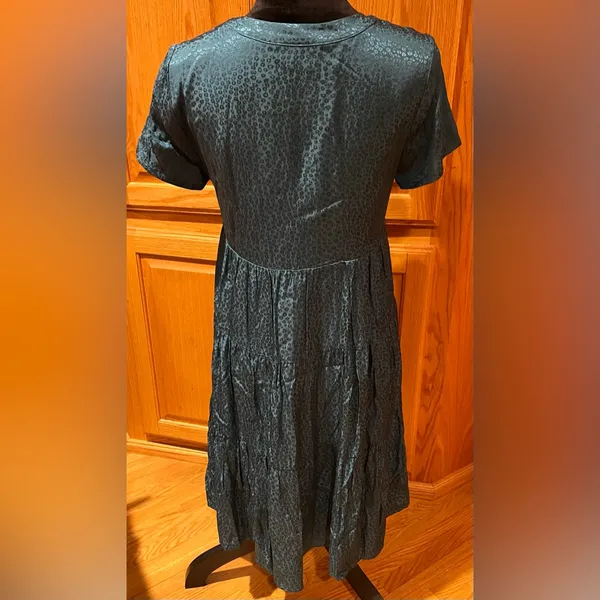 Anthropologie Maeve Tania Sacha Jacquard Tiered Tunic Dress‎ Dark Teal Green XS - Image 8