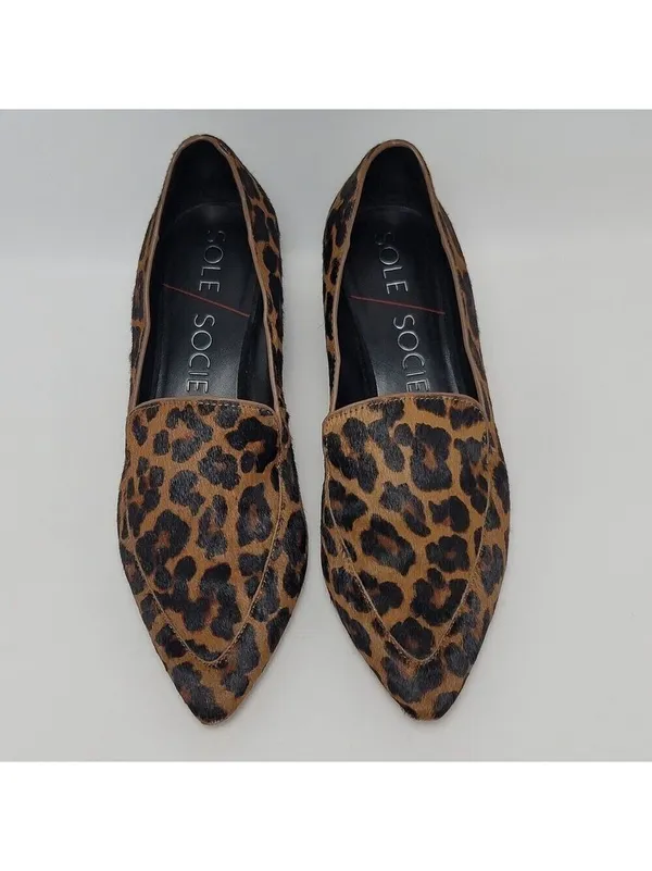 Sole Society Marty Leopard Animal Print Loafers Heel Pointed Vamp Shoes Size 8M - Image 4