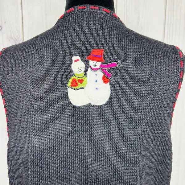 Designers Originals Studio Christmas Sweater Vest Size S Snowman Vintage - Image 10