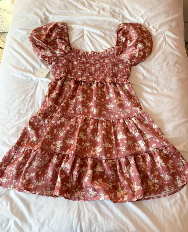 Altar’d State Burgundy Multi Cyrus Floral Mini Dress Size Small - Image 2
