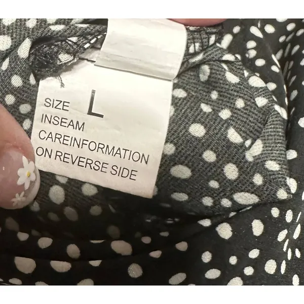 SHEIN black white polka dot smoked waist shirt‎ size L - Image 3