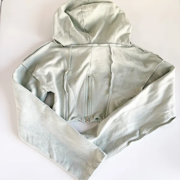Danielle Guizio Womens Aqua Fleece Corset Cropped Balletcore Edgy Hoodie Size M - Image 10