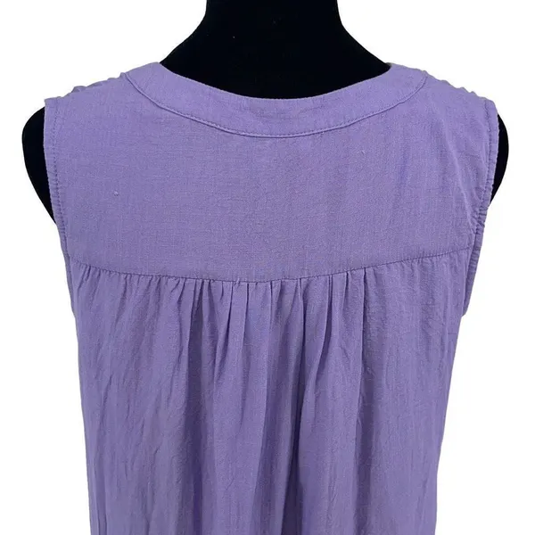 Entro Womens Tunic Tank Top Sleeveless Embroidered Floral‎ V Neck Purple Small - Image 5