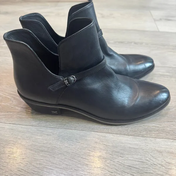 Sam Edelman Black‎ Leather Cut-Out Ankle Boots Pointed Toe Block Heel Size 9 - Image 2