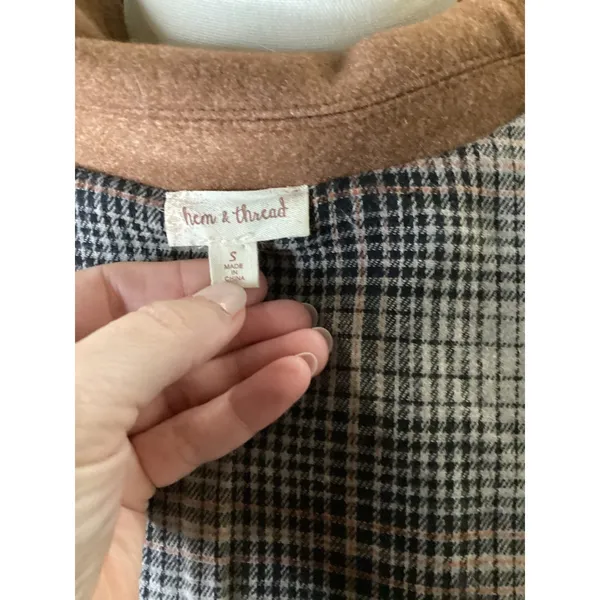 Hem & Thread Womens Brown Zip Up Plaid Lined Shacket Jacket Style 31200 Small - Image 6