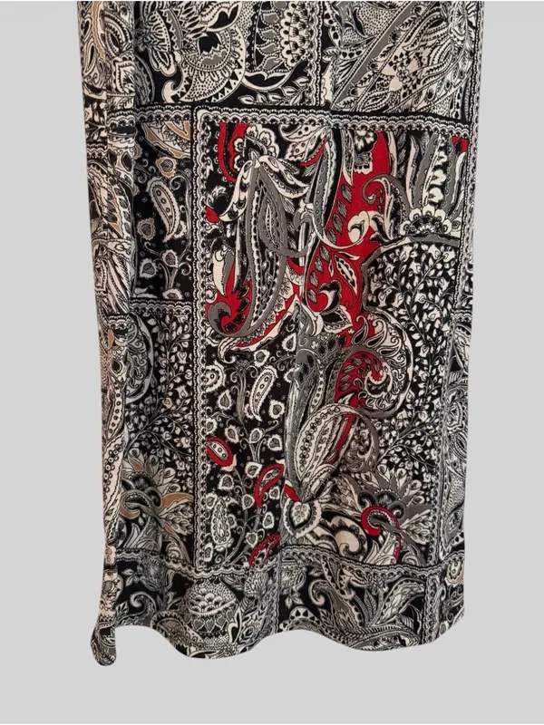 Ambiance Paisley Patchwork Maxi Skirt - Black, Cream & Red Accents - Image 5