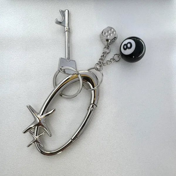 8 Ball Keychain Key Ring Car Key Pants Chain for Men Women,Bag Charm - Image 2