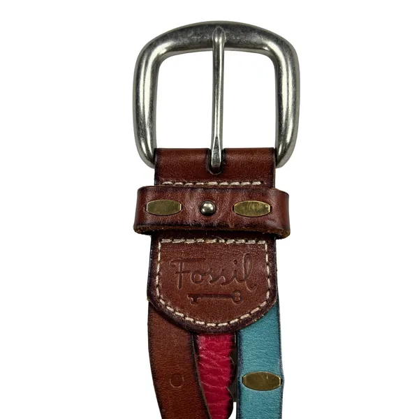 Fossil Leather Braided StuddedTricolor Boho Western Belt Size 32-36 - Image 2