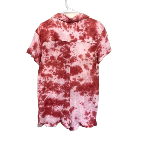 NWT Nasty Gal Tie Dye Lightweight Romper Pink 100% Cotton Summer US Size‎ 6 - Image 4