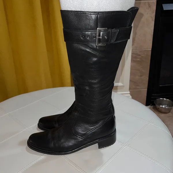 Gabor Black Leather Riding‎ Boots Buckle Detail Rubber Sole MRSP $235-Size 6.5 - Image 11