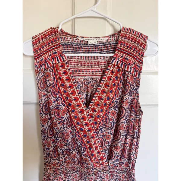 Veronica Beard Cox Paisley Shirred Mini Dress size‎ XS - Image 4