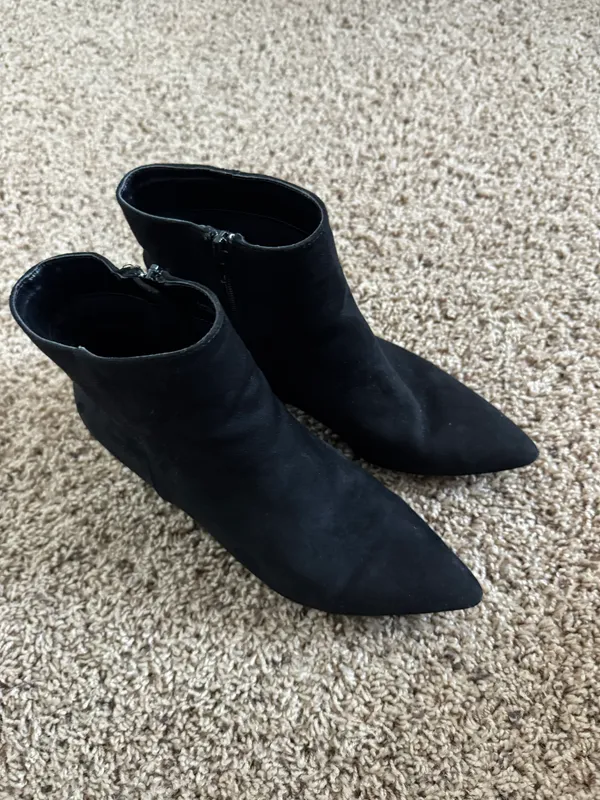 Black Suede Booties Size 8 - Image 2