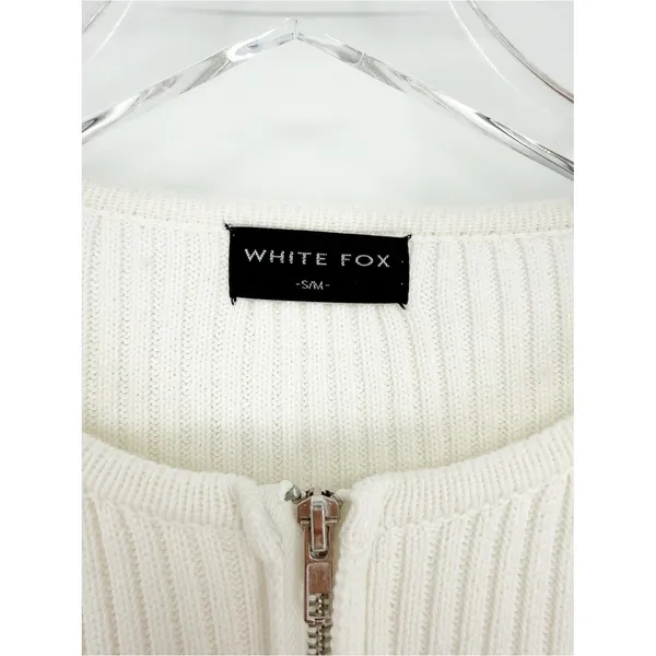 White Fox Boutique From the Heart Full Zip Sweater Women's S/M White Coastal - Image 6