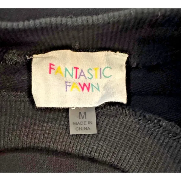 Fantastic Fawn Sweatshirt M Black Multicolor Sequin Tiger Oversized Crewneck - Image 4