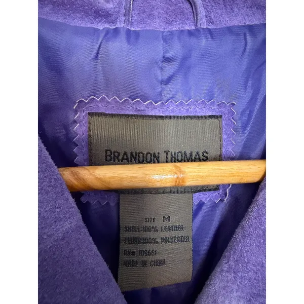 Vintage Brandon Thomas Purple Suede Leather Jacket Womens Medium VTG Blazer - Image 9