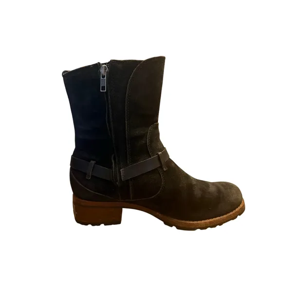 UGG Endell Harness Biker Shearling Boots Women’s Size 7.5 Black Suede Moto 5604 - Image 2