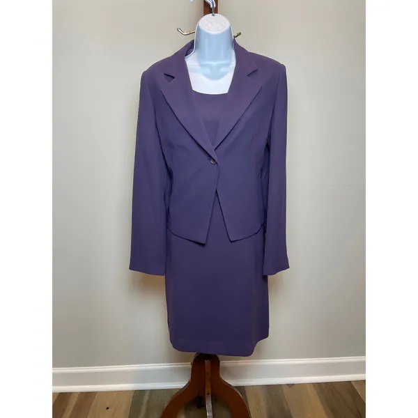 Tyler Gillis Suit Size 8 Purple Vintage 2‑Piece Sleeveless Dress and Blazer Set - Image 14