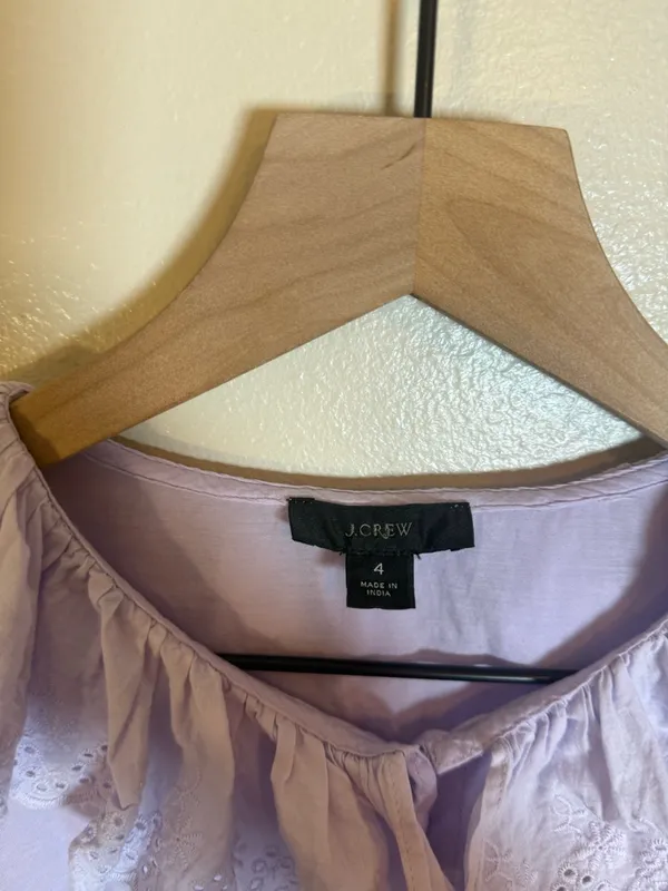 J. Crew Embroidered ruffle-collar top with‎ eyelet - Image 5