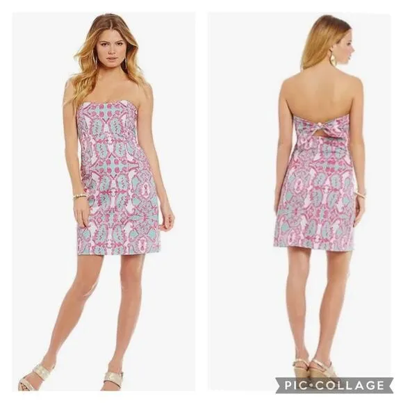 KAELI SMITH‎ Meghan Shell Mirror Sundress Dress Aqua/Pink - Image 2
