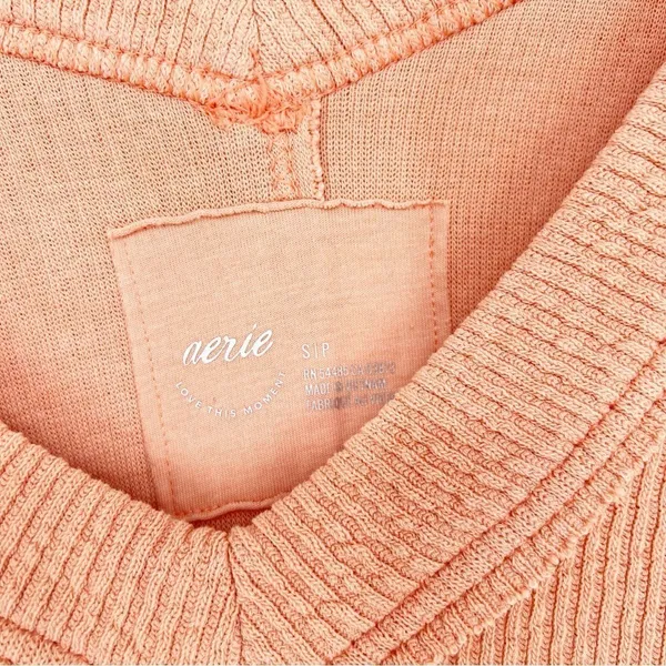 Aerie Cozy V-Neck Ribbed Sweater Women's Size S Orange‎ Loungewear - Image 5
