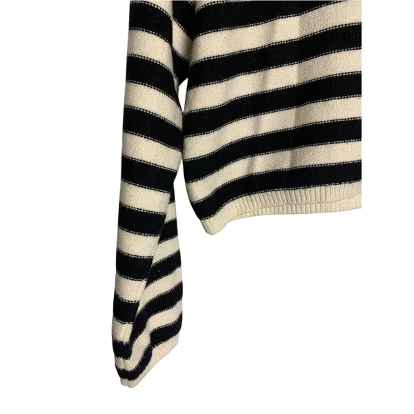 Altar’d State Sweater Womens XS Ivory Black Stripe Collared Coastal Preppy Knit - Image 5
