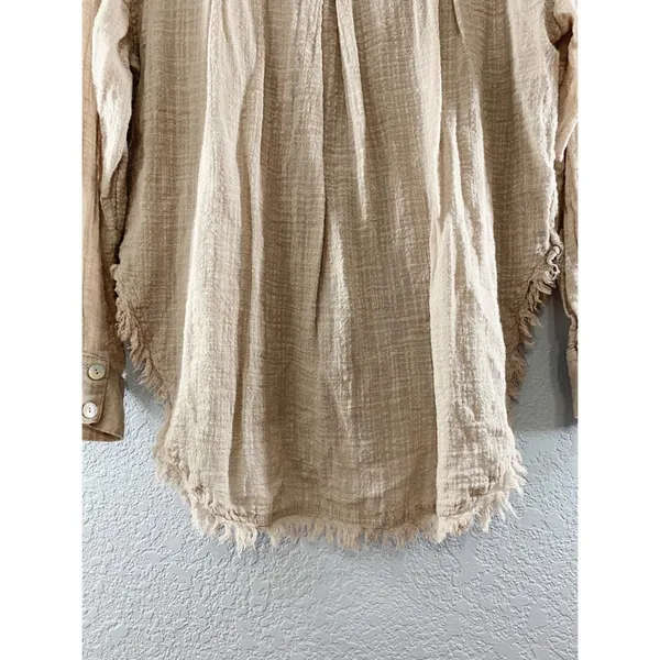 Free People Talk To Me Button Down Raw Hem Top - Image 16