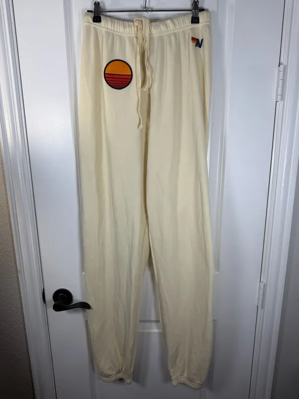 Aviator Nation Sunset Patch Sweatpants in Vintage White - Image 4
