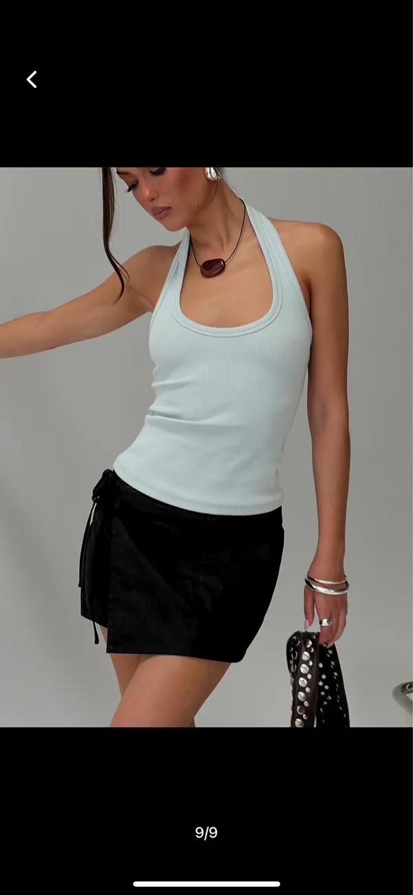 Princess Polly Baseline Scoop Halter Rib Tank Icy Blue - Image 3