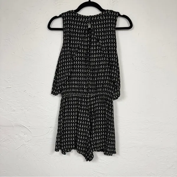 Lulus Black White Printed Tiered Romper Womens S Beachy Casual Summer Sleeveless - Image 10