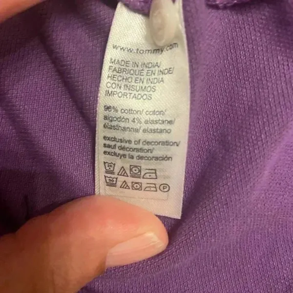 Tommy Hilfiger Women M Slim Fit Stretch Pride Flag Polo Short Sleeve Purple Y2K‎ - Image 9