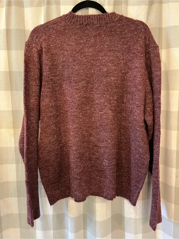 American Eagle Outfitters Men's Heathered Wine Crewneck Sweater - Image 4