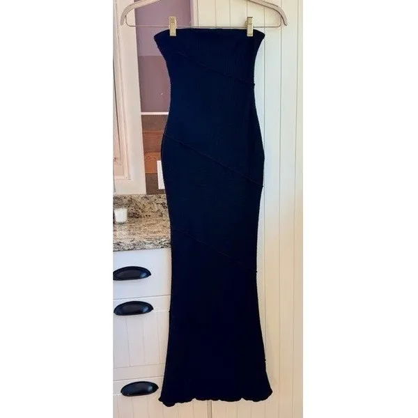 Princess Polly Oscar Black Strapless Ribbed Maxi Dress Bodycon Mermaid US 2 - Image 2