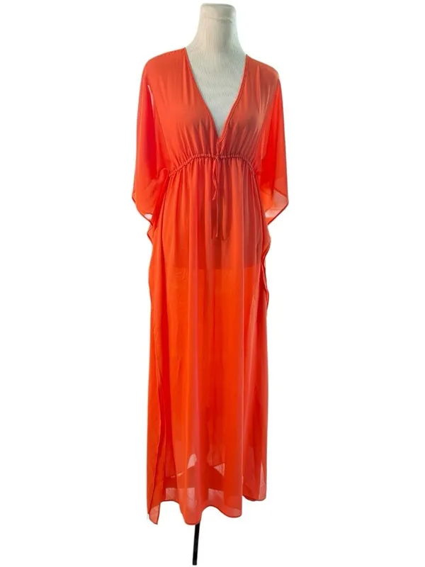 *Tommy Bahama Sheer Maxi Swim Cover-Up Womens S? Orange Beach Resort Travel - Image 2