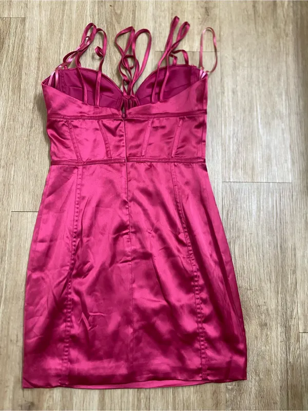 Aqua Hot Pink Strappy Mini Dress - Image 4