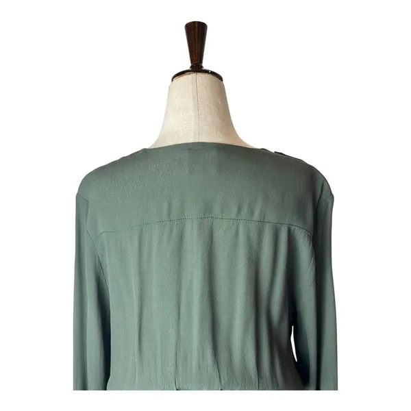 Maeve Anthropologie Dress Women XS Olive Green Faux Wrap Mini Preppy‎ Boho Retro - Image 12