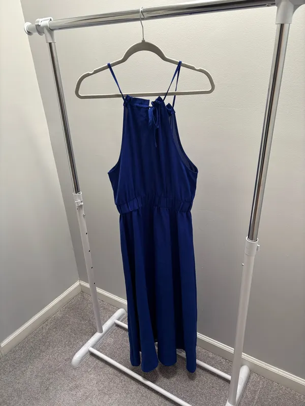SHEIN Cobalt Blue Halter Tie Back Maxi Dress - Image 3