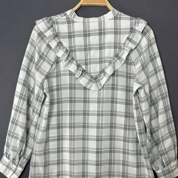 Madewell Shirt Dress Size Small Plaid Ruffle Long Sleeve Button Down Western - Image 9