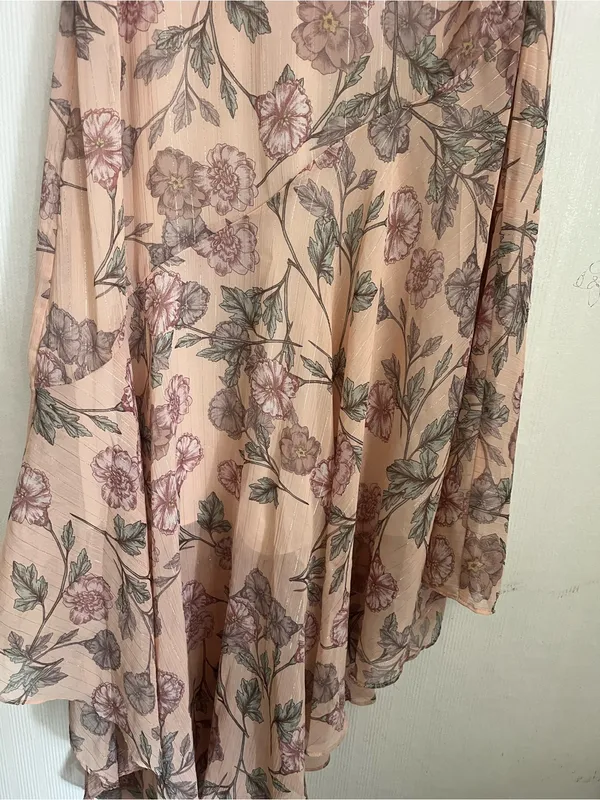 Floral High-Low Chiffon Dress in Blush - Image 5