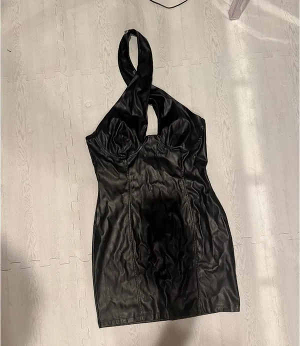 Leather dress Black Size L - Image 2