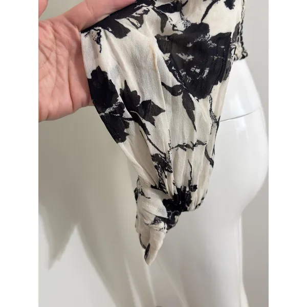 Free People Women’s Floral Ruched Crop Top Boho Cottagecore Fairycore Blouse XS - Image 11