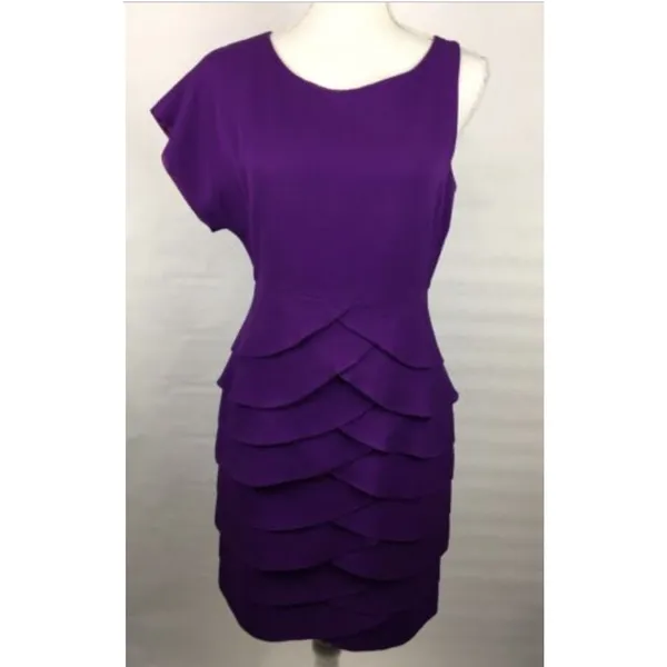 5/$25 Tibi Purple Asymmetrical Sheath‎ Dress - Image 5