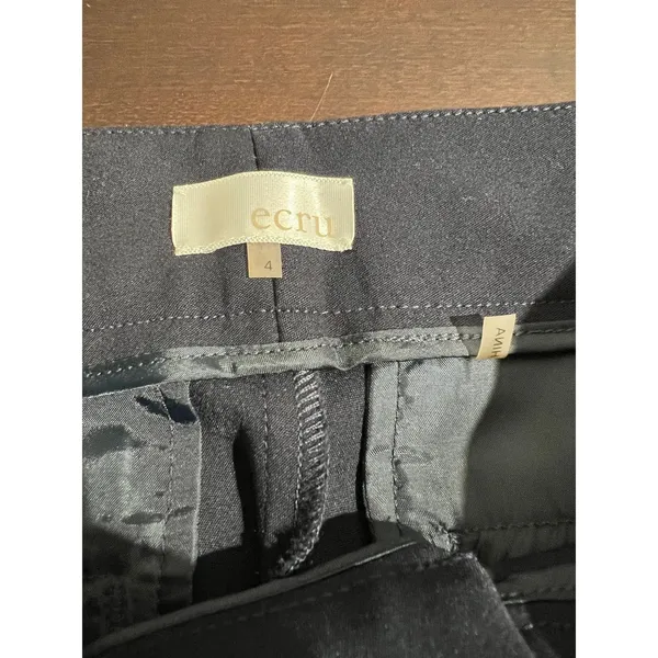 ecru Rivington Navy Tux Stripe Velvet Trim Slim Ankle Pants Size‎ 4 Stretch - Image 3