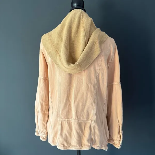 FREE PEOPLE Beachy‎ Hooded Moto Jacket Peach Size Small - Image 3