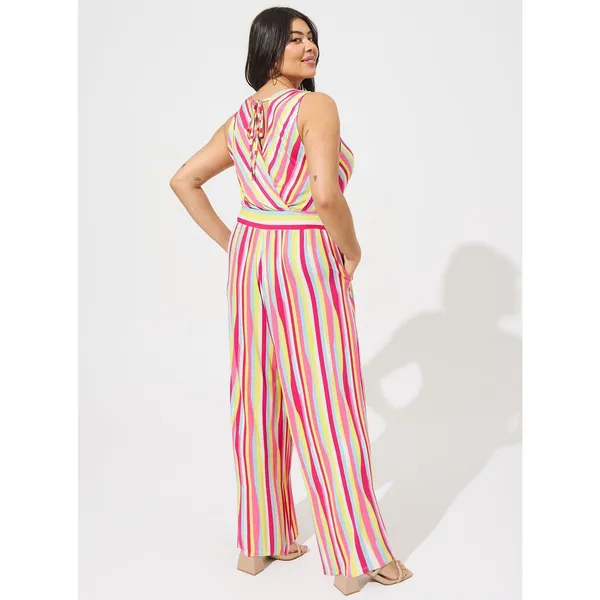 NEW Torrid Colorful Stripes Sleeveless Super Soft Surplice Jumpsuit 1X - Image 2
