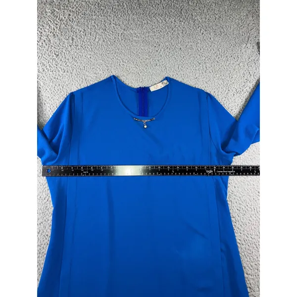 Tunic‎ Dress 10-12 Cobalt Blue Embellished Lagenlook Layering Long Sleeve Modest - Image 8