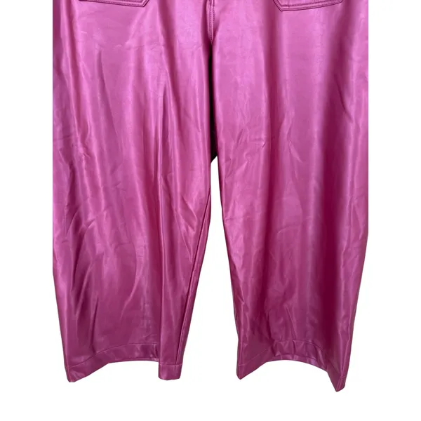 Anthropologie Maeve Colette Faux Leather Wide Leg Cropped Pants Pink Size 20W - Image 10