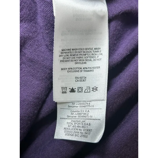 Columbia Striped Purple Henley Hoodie‎ Long Sleeve Pullover Sweatshirt Size Med - Image 5