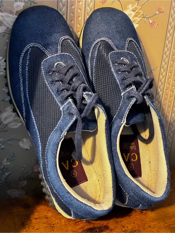 Woman Casual Denim Lace-Up Sneakers in Navy - Image 4