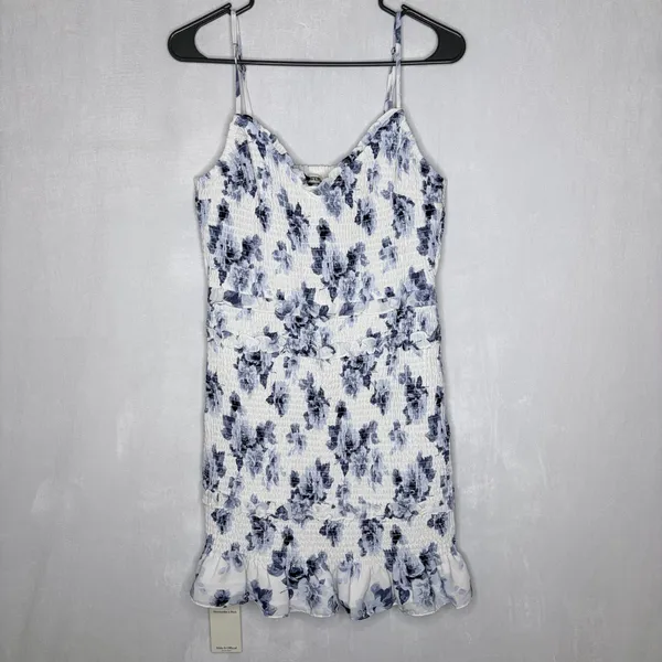 Abercrombie & Fitch Blue & White Smocked Floral Mini Dress - Image 4